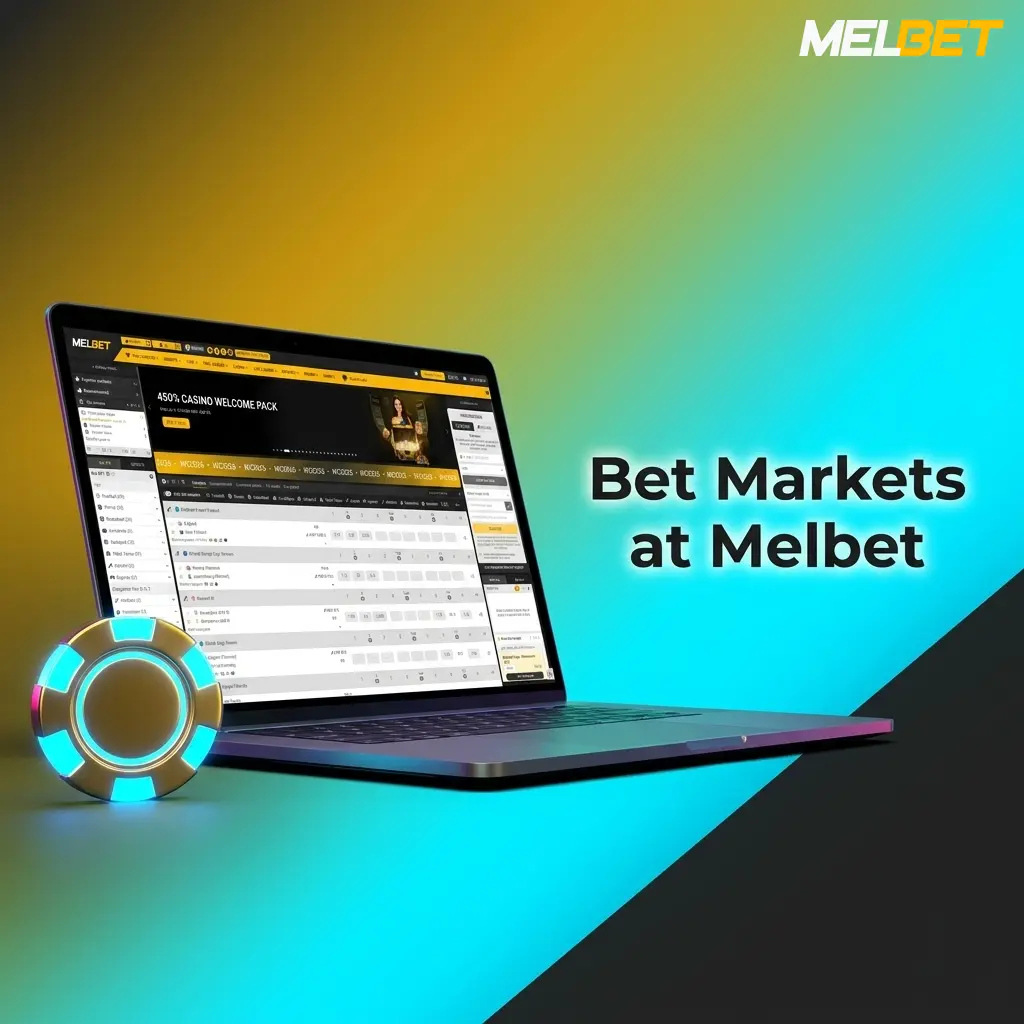 Melbet bet markets showing 200+ options including 1X2 handicap over under correct score and both teams to score