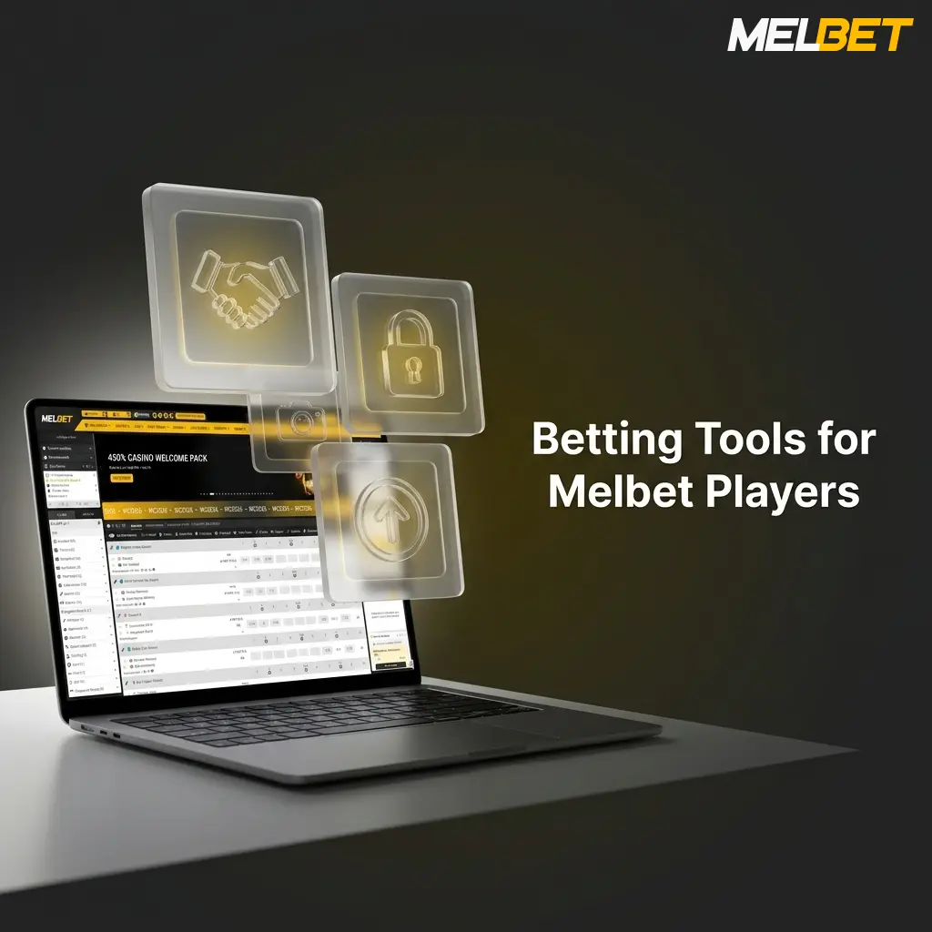 Melbet betting tools including Statistics, Live Streaming, Cash Out, Acca Insurance, Odds Boost, and Analytics for players