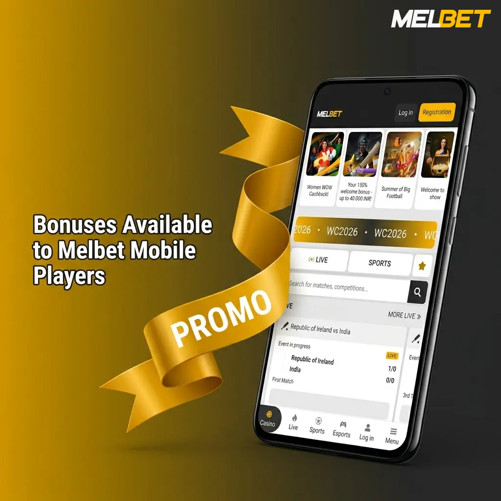 Melbet mobile app bonuses including 150% sports welcome bonus up to 40,000 INR and casino pack up to 212,000 INR