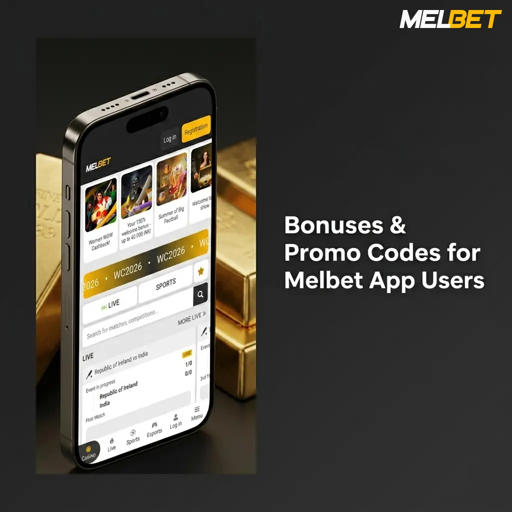 Melbet app bonuses showing 150% sports welcome bonus up to 40000 INR and casino welcome pack up to 212000 INR