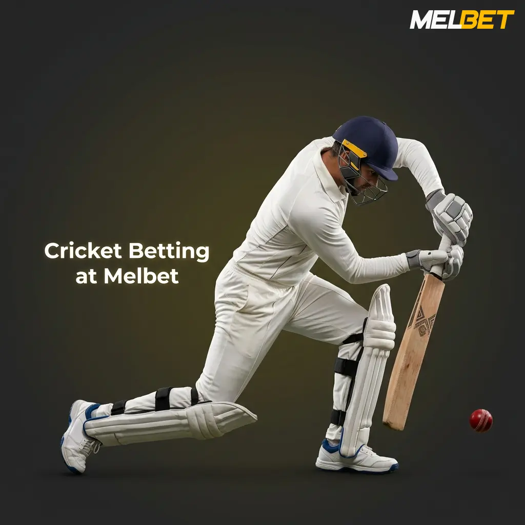 Melbet cricket betting interface showing IPL, Test, ODI and T20 markets with live ball-by-ball wagering options