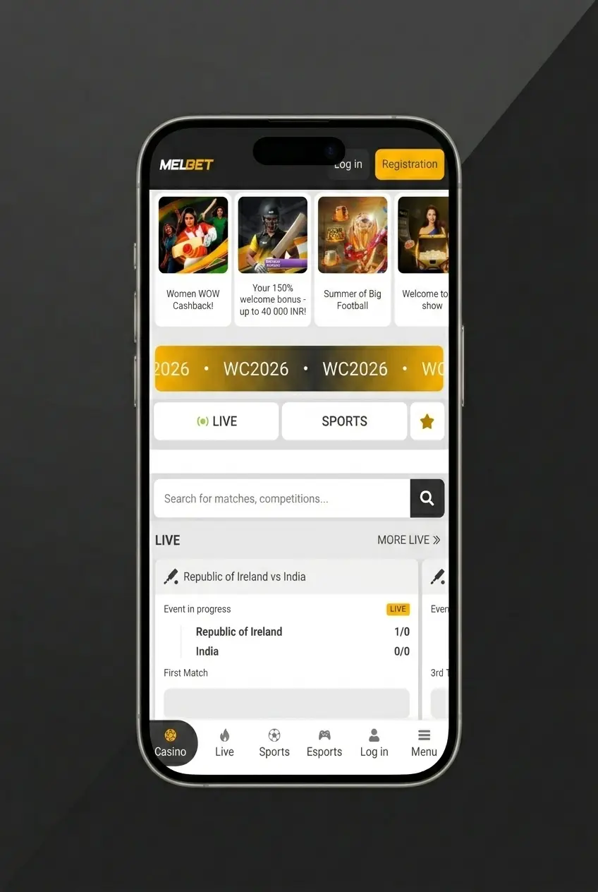 Melbet APK download steps for Android showing 3-step installation guide with Download App button