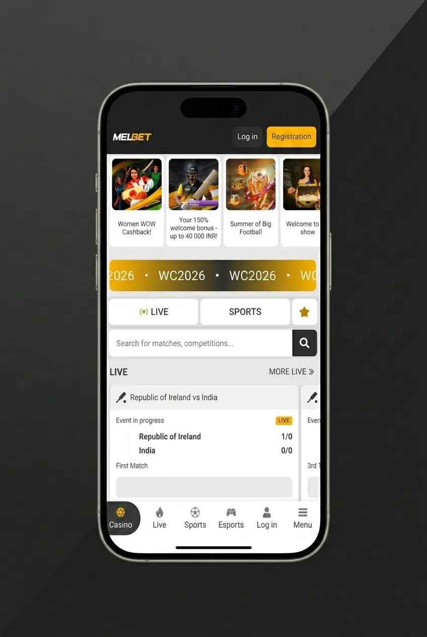 Melbet APK download steps for Android showing 3-step installation guide with Download App button