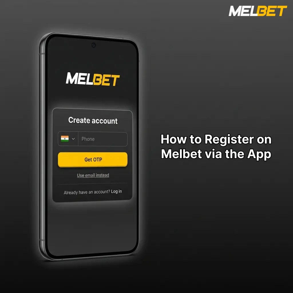 Melbet app registration screen showing step-by-step account creation process with welcome bonus activation options