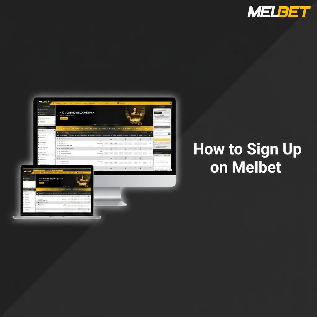 Melbet sign-up form showing four registration methods including phone, email, social media, and one-click option