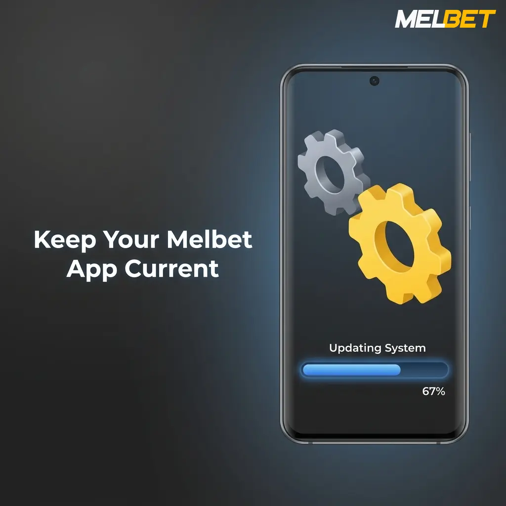 Melbet app update screen showing latest version with new games, payment options, and security patches