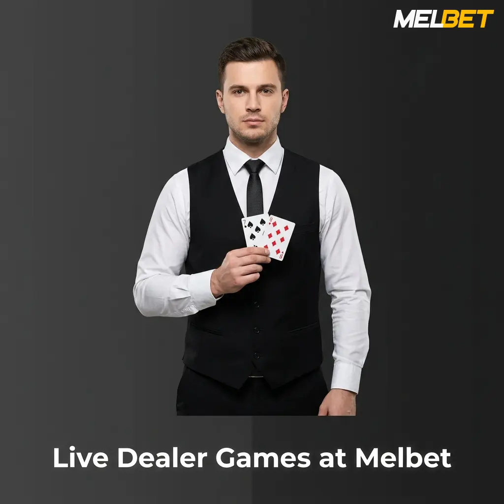Live dealer at Melbet Casino streaming HD blackjack, roulette, baccarat, and poker from professional studios 24/7