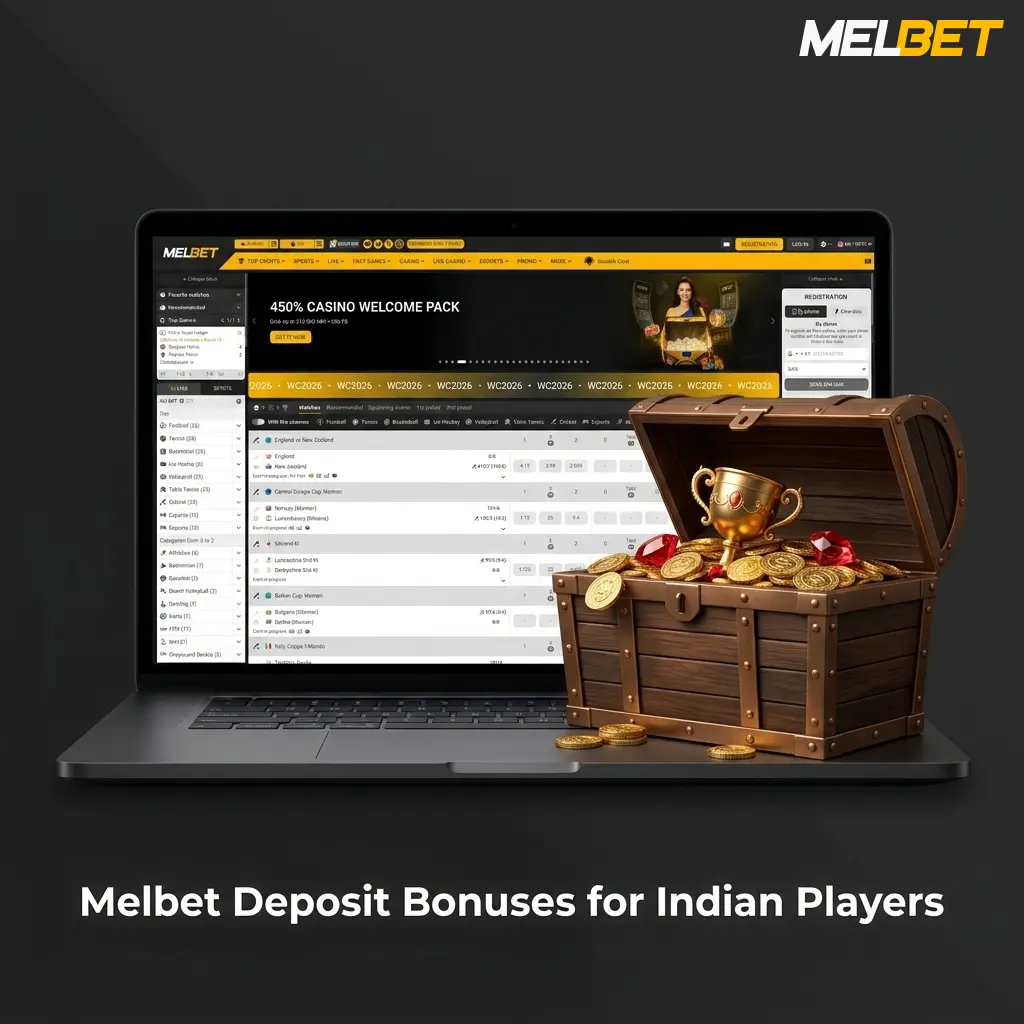 Melbet deposit bonus for Indian players offering up to INR 10,400 welcome bonus with free spins and reload offers
