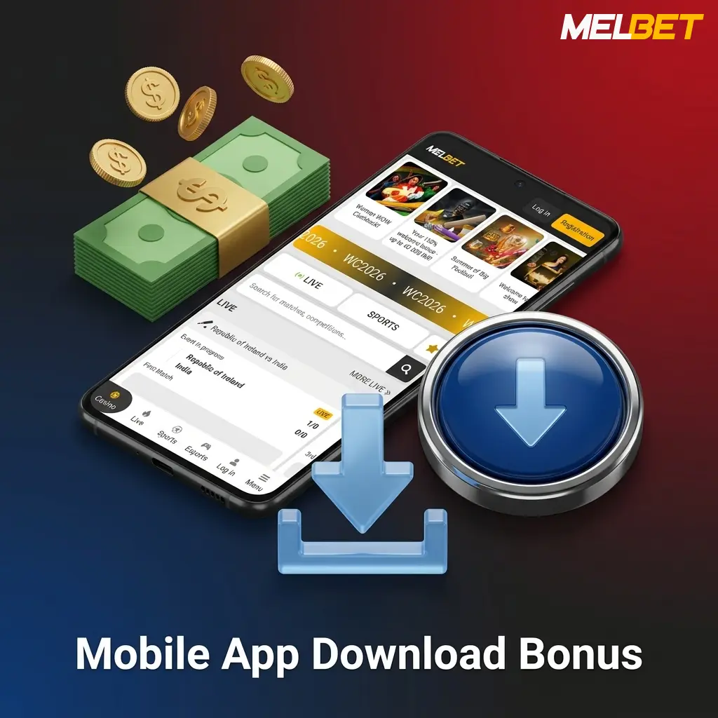 Melbet mobile app download bonus for Android and iOS users with welcome package offer on first deposit