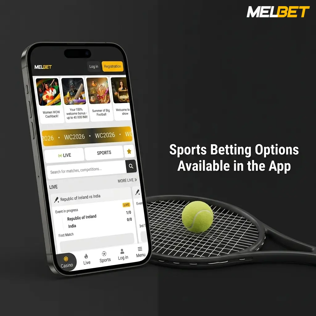Melbet app sports betting options covering cricket, football, kabaddi, esports, and 30+ disciplines for Indian players